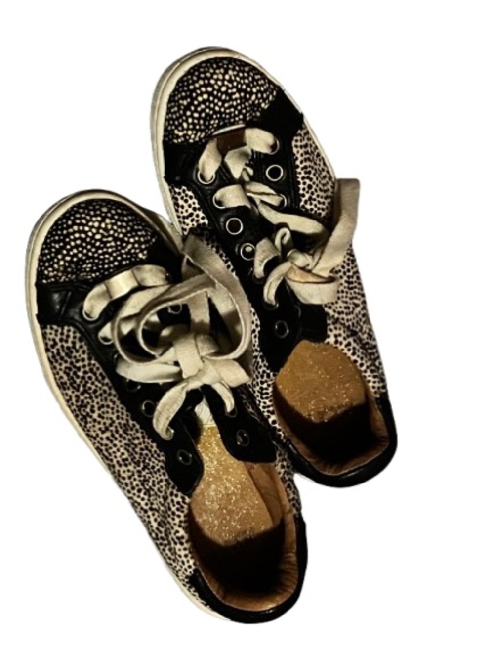 UGG Milo Exotic Trainer Sneakers Black/Tan Dotted Calf hair design size 5.5